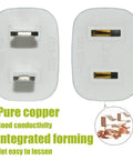 Ultra Slim Flat 10 Foot Extension Cord White Two Prong Indoor Outdoor Power Cable With Single Outlet Great For Christmas Lights Lamps Cameras And Household Appliances Model 002 1 Pack, showing prongs and copper material