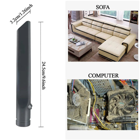 Must Have All In One Vacuum Attachment Kit With Flexible Crevice Tool for sofa and computer cleaning, black, 24.5cm