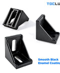 Heavy Duty 3030 Aluminum Extrusion Corner Bracket Kit With 20 Brackets And 40 M6 Spring T Nuts Plus Hex Screws, black enamel coating