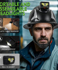 Rechargeable LED Headlamp Replacement Light For Matrix Full Brim Hard Hat Hands Free Worksite Spotlight on helmet