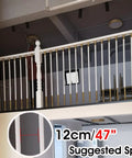 No Sweat Adjustable Round Deck Balusters 37.4 Inch 50 Piece Kit indoor railing with 12cm spacing and decorative gold accents
