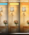 Gold Rechargeable Wireless Wall Sconces Set Of 2 With Remote Dimmable Accent Lamps Home Decor showcasing 3 color temperature options.