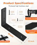 Heavy Duty 10 Inch Black Shelf Brackets L Shaped Corner Mount For Wall Shelves, Steel Iron Brackets, Built To Last