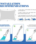 Installation guide for 10 By 13 Foot Waterproof Sun Shade Sail Rectangle Canopy for Outdoor Patio Pergola Backyard Garden UV Block Protection Turquoise Color