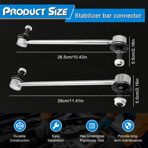 Toyota Heavy Duty Front And Rear Sway Bar Link Suspension Kit For Camry Highlander Avalon Venza And Lexus ES300 ES330 RX330 RX350 RX400h Replaces K90344 K90345 4Pcs Front And Rear Stabilizer Bar Links, 26.5cm and 29cm