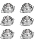 6 Pcs One Inch Flange Mount Ball Transfer Bearings With True 360 Degree Swivel Action Heavy Carbon Steel Build on a white background.
