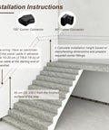 Installation instructions for Ultra Smooth Body Sensing Lighted Stair Handrail For Indoor Steps with corner connectors.