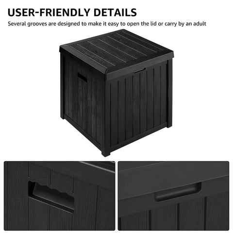 52 Gallon Outdoor Storage Box Deck Box Weatherproof Bench Black That Doubles as Extra Seating Waterproof Patio Chest Heavy Duty 440 Lb Capacity For Patio Use