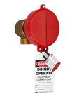 Heavy Duty Gate Valve Lockout Cover Made From Recycled Plastic Fits 2.25 To 5 Inch Valves And Keeps Valve Shutdown Safe During Maintenance Works With Padlocks And Features Three Locking Holes For Multi Padlock Security USA Made