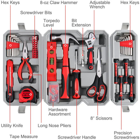 160-Piece All-Purpose Tool Set In A Delicate Toolbox For Everyday Home Repairs, DIY Projects, Garage And Office
