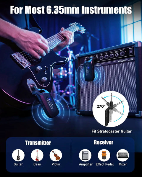 Music performance using 5.8GHz Wireless Guitar System For Electric Guitars And Bass With Crystal Clear Audio And Anti Interference