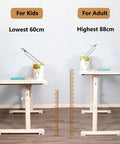 Rock Solid Manual Standing Desk With Easy Crank Adjustment Ergonomic Sit To Stand Workstation Table showing height adjustment for kids and adults.