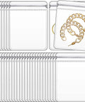 Clear Jewelry Zipper Bags For Packaging Rings And Earrings, Anti Tarnish And Waterproof, Transparent Poly Pouches, 2.75 By 4 Inches, 100 Pack displayed with necklace.