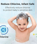 Child bathing, demonstrating the Premium Shower Head Water Filter Replacement Cartridges Featuring Advanced KDF Filtration Material.