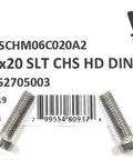 M6 X 20 Millimeter Stainless Steel Slotted Cheese Head Machine Screw A2 70 Hardware Pack of 25 displayed with barcode.