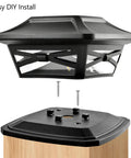 Easy installation of Solar Post Cap Lights With Flexfit Bases For 4x4, 5x5 And 6x6 Wooden Posts, Black Slate Finish shown