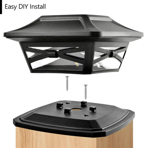 Easy DIY install of Your Go To Solar Outdoor Post Cap Lights For Wood Posts 4x4 5x5 6x6 8 Pack Warm White LED Auto On At Dusk 25 Lumen