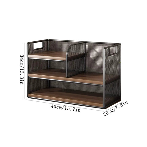 Industrial Style Iron Tabletop Bookshelf With Density Board Open Organizer Shelf For Living Room Or Office Space Saver