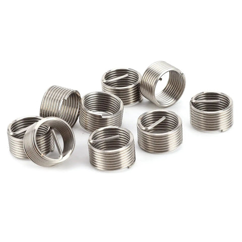 M16 Threaded Insert Kit 10 Pcs For Thread Repair In SUS304 Stainless Steel Heavy Duty Helicoil Style Inserts displayed on white background