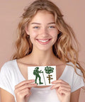 Must Have Mountain Camping Climbers Cutting Dies Set card with silhouette of climber and road sign held by a smiling woman