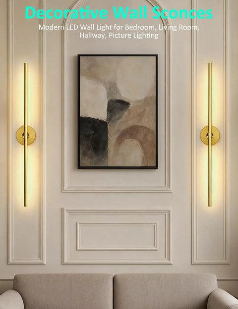 Straight Up Game Changer Wireless Wall Sconces Set Of Two Rechargeable 10000Mah Battery Light with sleek gold design and soft illumination.