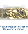Heavy Duty Gold Plated Shelf Pegs 30 Piece Set 6mm Spoon Support Pins in transparent box for convenient storage.