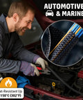 Mechanic using Braided Split Sleeve Wire Loom For Auto Harness And Home Cable Management, 25 Feet Long, Three Quarter Inch Diameter