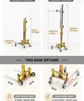 Heavy Duty Portable Manual Lifting Stacker With Effortless Winch For Moving 80kg Loads In The Shop Or Job Site No Power Needed Easy One Man Operation adjustable lift height and two base options displayed