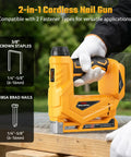 Tough As Nails Two In One Cordless Nailer And Brad Nailer Combo for 18ga brad nails and crown staples on wood.