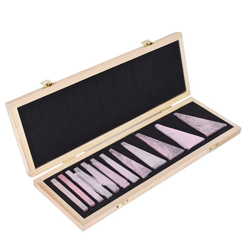 TINVHY 12-pack steel angle gauge blocks in a wooden case with foam-lined interior
