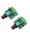 Image showing 2 Pack PWM Speed Controller for Low Voltage DC Motors with Adjustable Driver Switch and Knob 1.8V to 12V Settings 2A 30W.