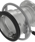 Heavy Duty 6 Inch 316 Stainless Steel Dry Disconnect Coupler Hose Assembly with built swivel, FKM seals and flanged mount.