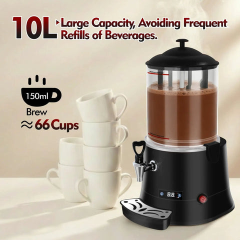 Pro Grade Commercial Hot Chocolate Machine And Beverage Warmer 10L Stainless Steel Dispenser With Precise Temperature Control
