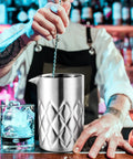 Kickback Ready 18 Oz Stainless Steel Cocktail Mixing Glass With A Weighted Base And Double Wall Construction for effortless stirring.
