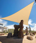 Beige Triangle Sun Shade Sail 12 Ft By 16 Ft By 20 Ft, Heavy Duty Commercial Grade Patio Canopy With 95 Percent UV Block, outdoors