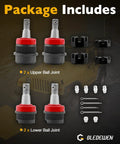 4 Piece Ball Joint Kit For 1984 To 2006 Jeep Cherokee XJ MJ Grand Cherokee ZJ Wrangler YJ TJ LJ Rubicon And Unlimited Models Trail Ready Front Suspension Upgrade With Heavy Duty Durable Ball Joints, package includes 2 upper and 2 lower joints