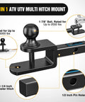 3 in 1 ATV UTV multi hitch mount with 2 Inch Rear Trailer Hitch Receiver Kit For ATV UTV Converts Your Hitch To A Standard 2x2 Receiver With Tow Hook
