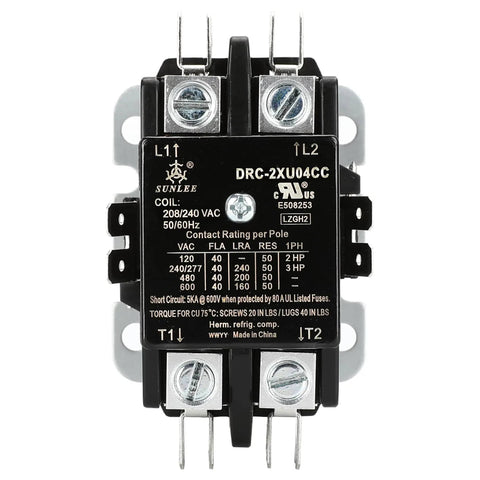 Two Pole 40 Amp 208 240 Volt Definite Purpose Contactor Beefed Up For HVAC Heavy Duty Replacement UL Recognized A2L Compliant