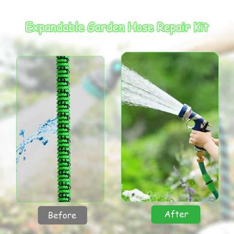 Before and after using Expandable Hose Repair Kit Three Piece Set Budget Friendly No Fuss With Dual Channel Connectors