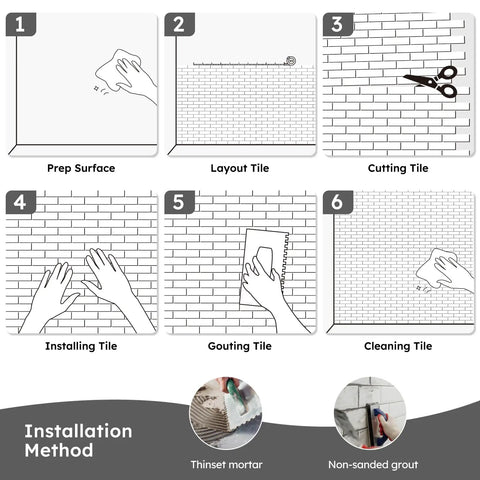 Step-by-step installation for Black Oval Pebble Tile Kit For Shower Floor And Backsplash, 5 Sheets, Pebble Mosaic.