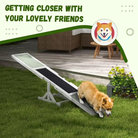 71 Inch Dog Agility Seesaw Outdoor Training Platform with Color Marked Zones slip resistant wood for dogs in backyard
