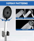8 Inch Rain Shower Head With Handheld Spray Combo 3 spray patterns demonstration in stainless steel 304 chrome finish