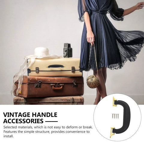Retro Style Alloy Cabinet Pulls Antique Drawer Handles with suitcases, Vintage Gold Tone Hardware Set 5 Pack included