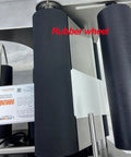 Smooth Operator Semi Automatic Round Bottle Labeler rubber wheel mechanism showing precision components for efficient labeling.