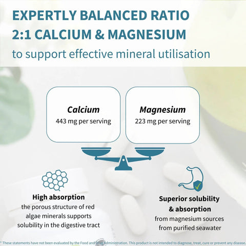 Red Algae Calcium Magnesium Complex With K2 D3 And Boron For Strong Bones And Bone Health Real Deal High Absorption Mineral Details