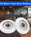 4 Pack 10X40X10mm Nylon Idler Bearings Double Shielded Chrome Steel Dead Silent Spin Pulley Wheels close-up in gym setting