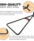 Beefy Heavy Duty Triangle Motorcycle Stand Universal Kickstand For 80 To 500cc Dirt Bikes Supermoto Motocross Enduro Dual Sport Durable Steel Construction Black. Image shows detailed dimensions of the stand with heavy-duty steel construction, highlighting diameter measurements.