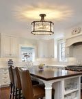 Kitchen with Six Light Black Semi Flush Mount Crystal Chandelier Modern Ceiling Light Fixture For Living Room Dining Room Kitchen Bedroom Foyer Hallway