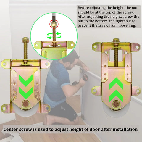 Installed Replacement Sliding Closet Door Rollers Hardware 4 Pack For Wardrobe Doors, Compatible With Wood Or Metal, Part W8020C