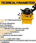 Beefed Up Electric Pipe Threader Machine With One Half To Two Inch NPT And BSPT Dies showing technical specifications and dimensions.